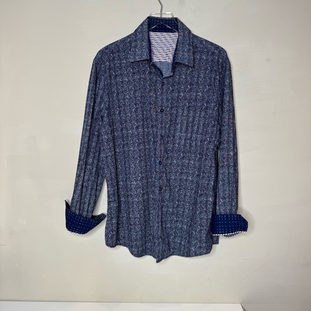 Tasso Elba Mens 100 Cotton Long Sleeve Shirt Navy Combo size XL